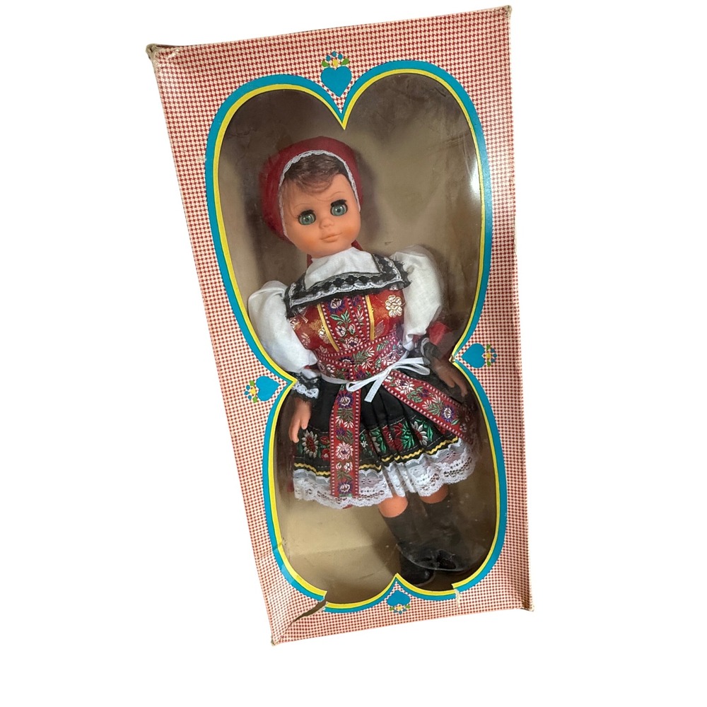 Vintage Soni-Puppen GDR East Germany Folk Costume Doll w/ Box Uhersky Brod